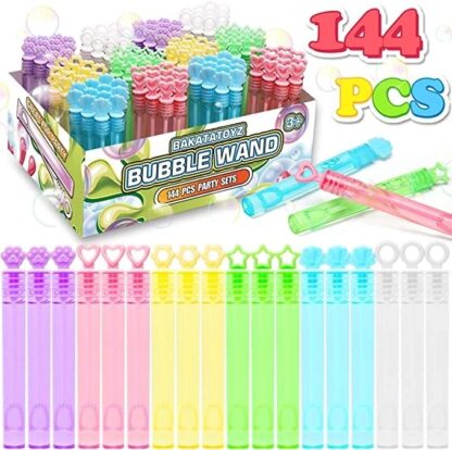 144 Pack 6 Color Mini Bubble Wands for Girls & Boys