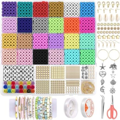 6000 Pcs 24 Colors Clay Beads for Bracelets Making Kit