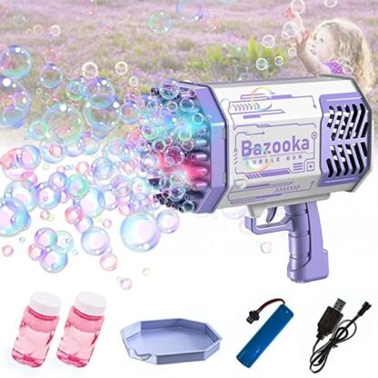 Bazooka Bubble Machine Gun with 69 Holes and Colorful Lights